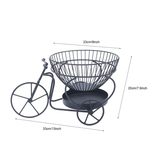 Tricycle Metal Fruit Basket, Double Layer Hollow Design Fruit Plate, Portable Kitchen Storage Countertops Shelf Rack, Metal Black Fruit And Vegetable Storage Stand, 2 Tier Metal Bread Basket Tricycle Metal Fruit Basket, Double Layer Hollow Design Fruit Plate, Portable Kitchen Storage Countertops Shelf Rack, Metal Black Fruit And Vegetable Storage Stand, 2 Tier Metal Bread Basket